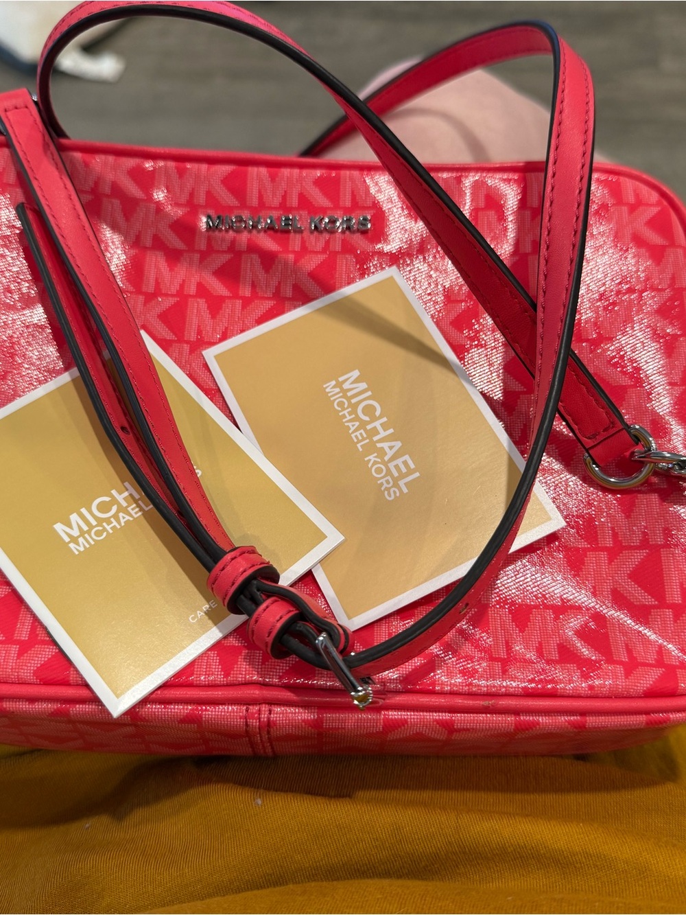Michael Kors Bright Pink MK Logo Crossbody Bag